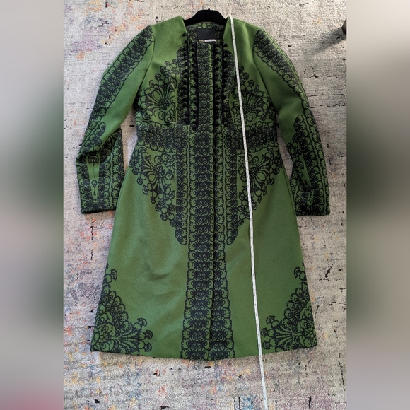 Tracy Reese Green and Black Patterned Coat - Picture 13 of 15